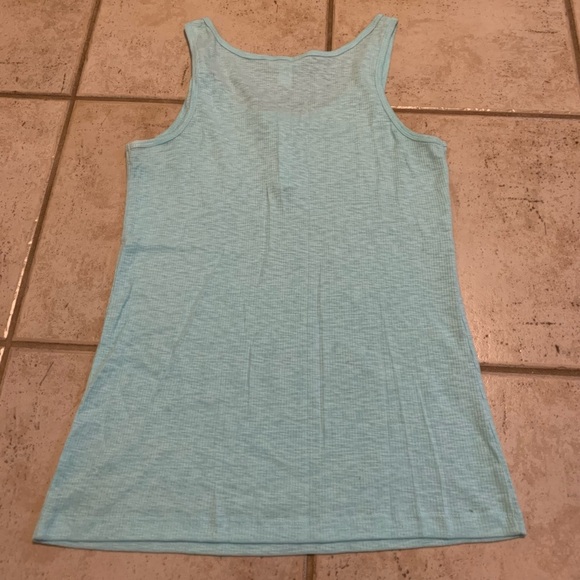 💜 Joe Fresh Ribbed Henley Tank Top Light Blue Size Large Sleeveless Knit Summer - Picture 3 of 7